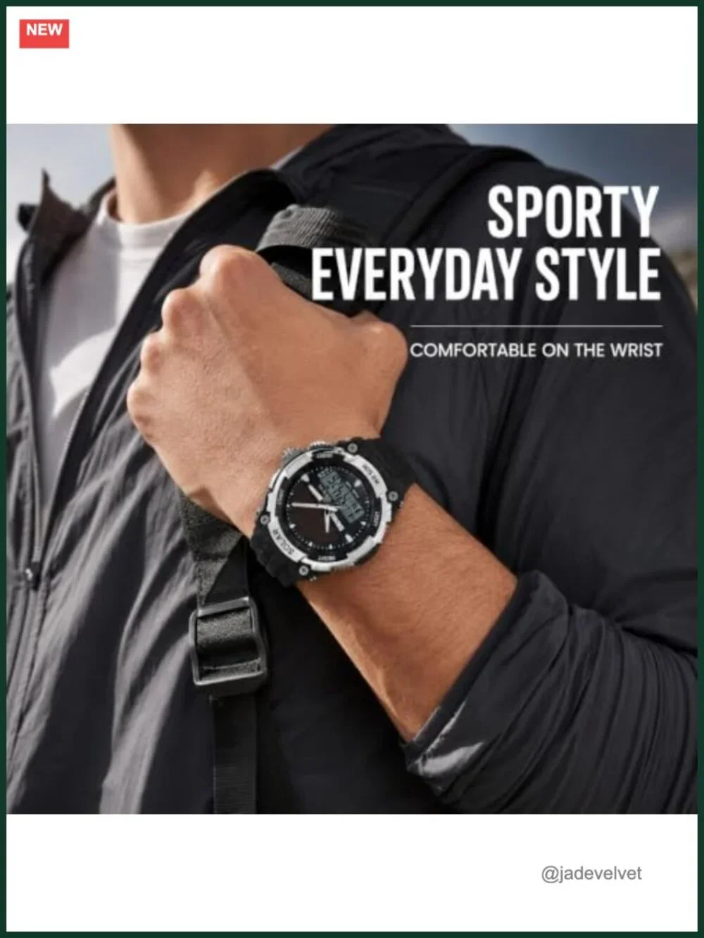 MASTOP Solar Powered Men's Digital Watch 50M Waterproof LED Multifunction